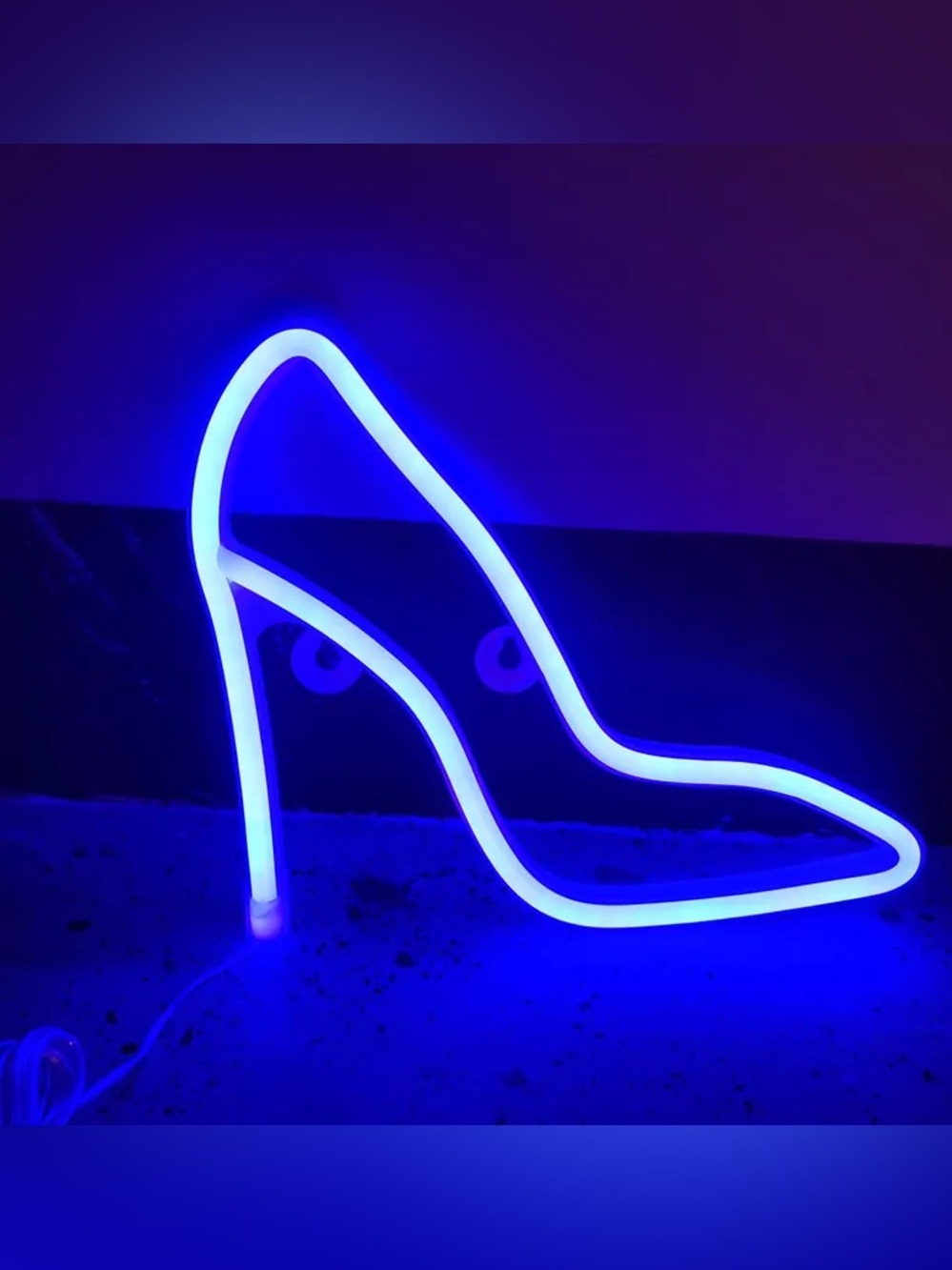 Neon blue LED heel sign